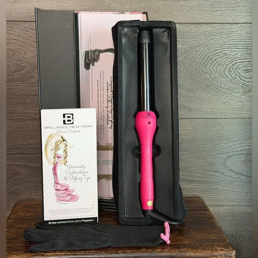 Brilliance New York 1” Pink Volume Setter Curling Wand NEW in Box